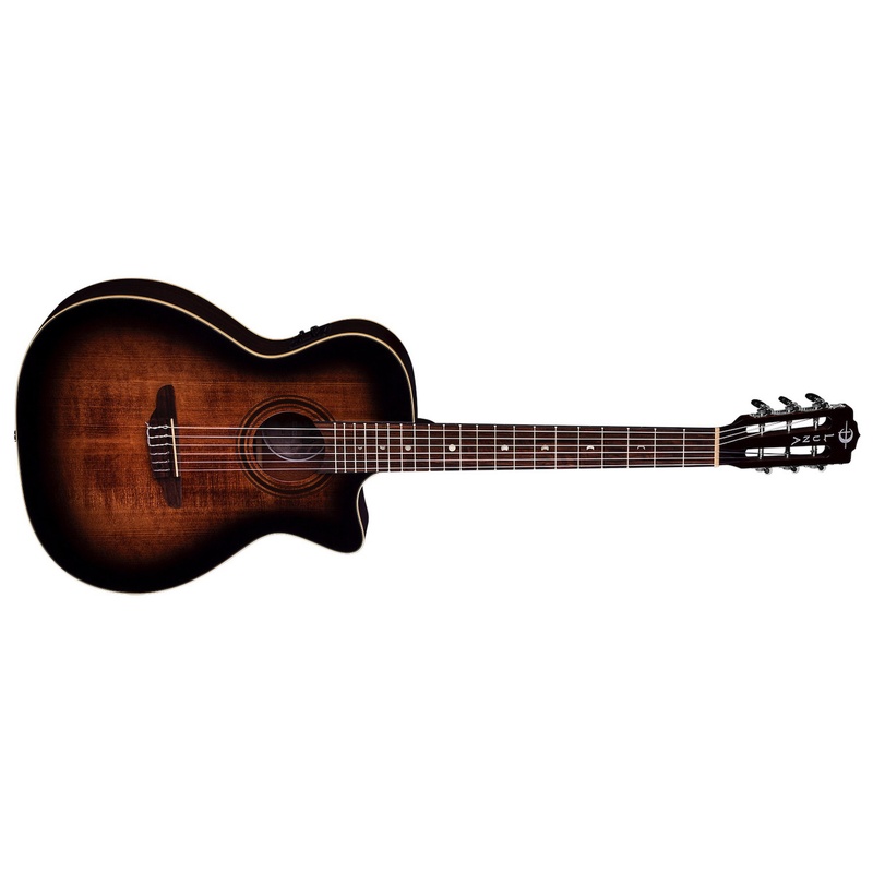 Guitarra Acústica Electrica Luna Art Vintage Nylon Solid Top A/E Distressed