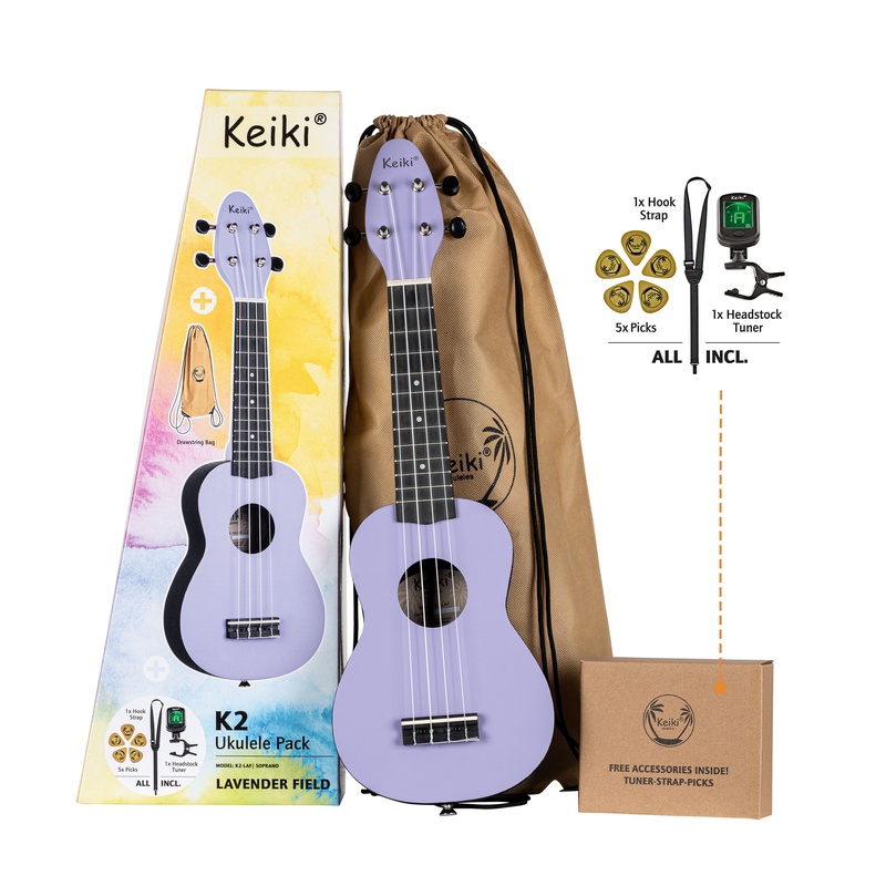 PACK DE UKELELE ELECTRIFICADO SOPRANO KEIKI K2-LAF