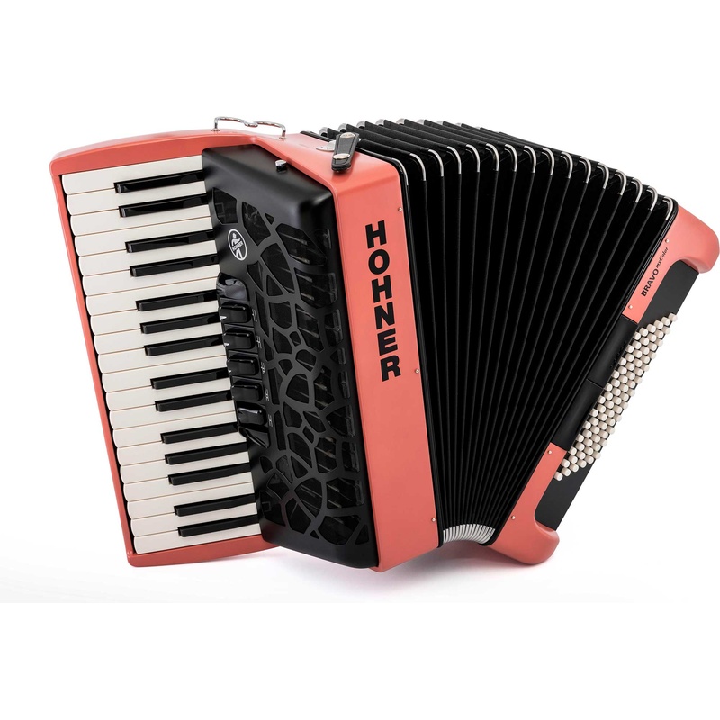 Acordeón De Piano Cromático Hohner Bravo Mycolor Iii 72 Fire