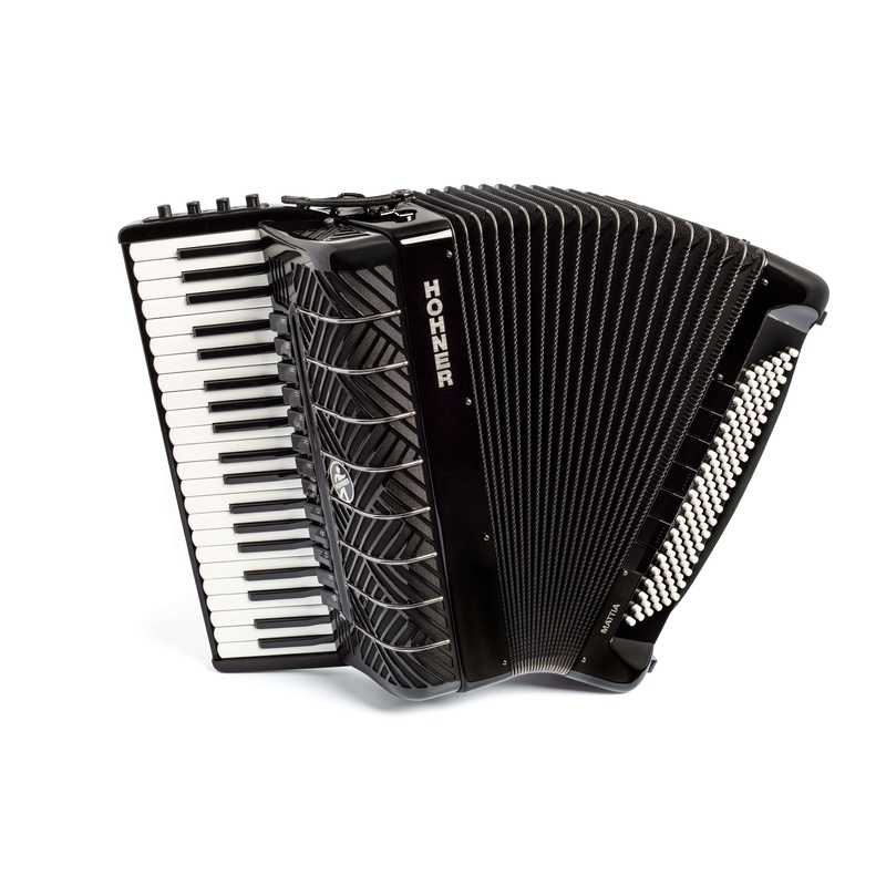 Acordeón Piano Cromático Hohner Mattia Iv 120 Bk Wh