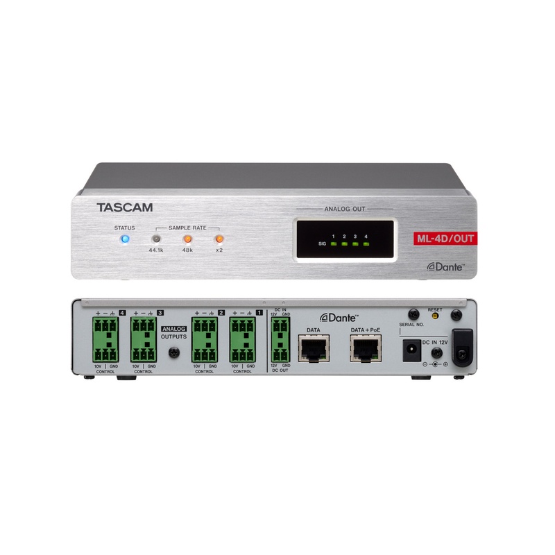 Interfaz Dante Tascam Ml-4D/Out-E