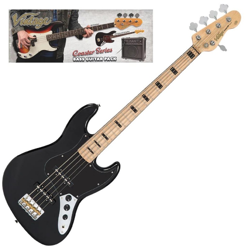 Paquete Bass Guitar Vintage V495 Coaster 5 String Bk