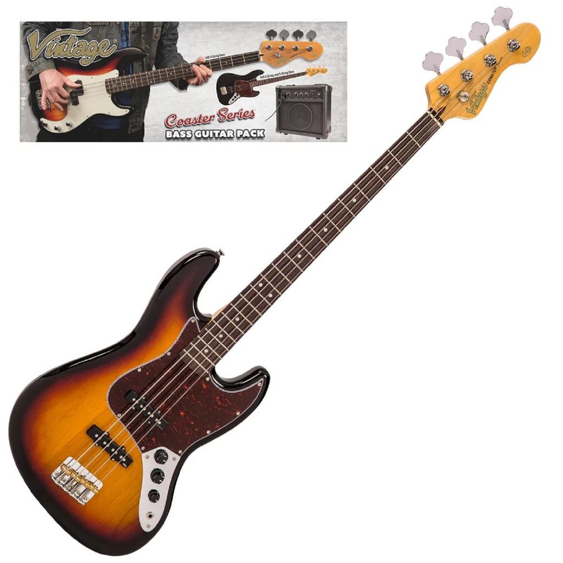Paquete Bass Guitar Vintage V49 Coaster 3 Tone Sunburst
