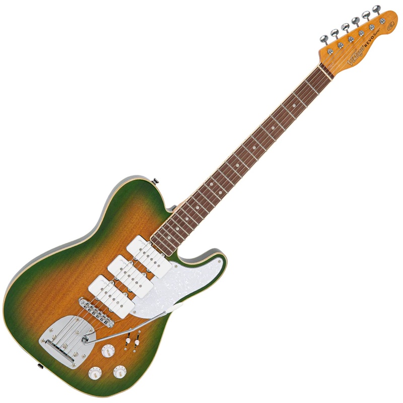 Guitarra Eléctrica Vintage Revo Trio Green/Yellow Burst