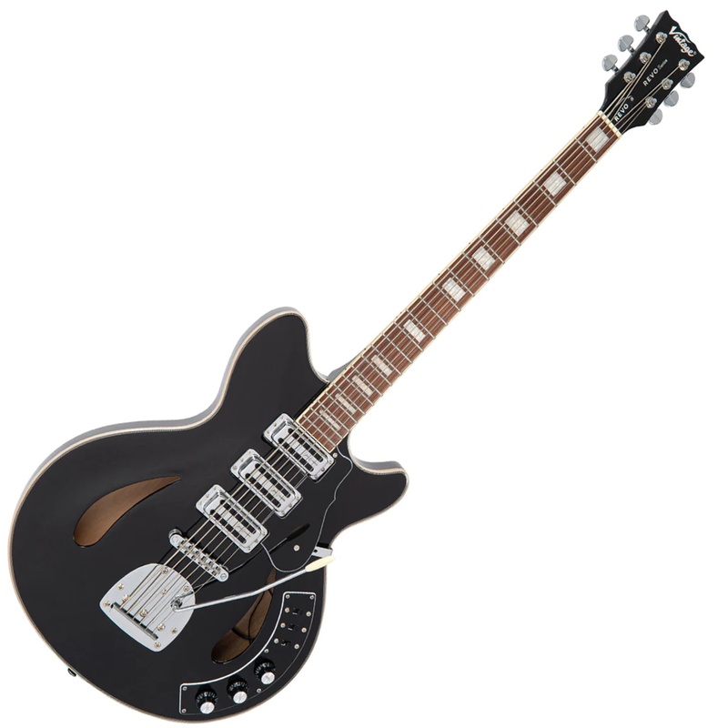 Guitarra Eléctrica Vintage Revo Series Custom Supreme Baritone Vi Bk