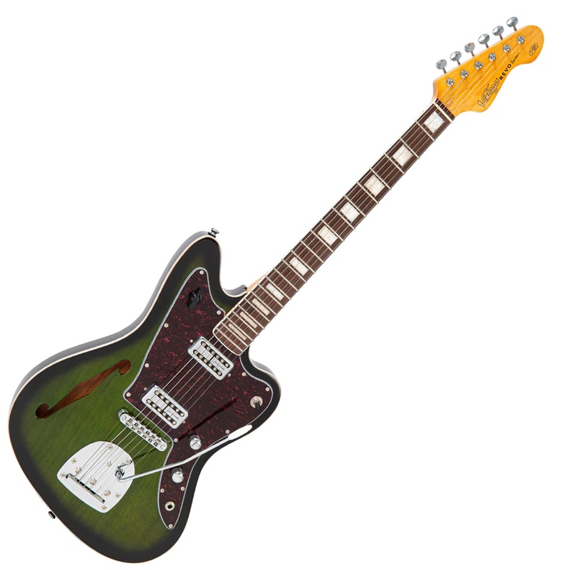Guitarra Eléctrica Vintage Revo Surfmaster Thinline Twin Greenburst
