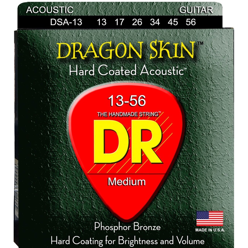 Cuerdas Acustica Dr Dsa-13 Dragon Skin Clear Coated Phosphor Bronze Hexagonal 13-17-26-34-45-56