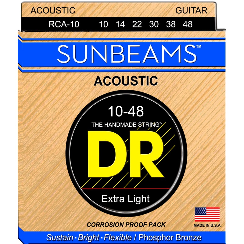 CUERDAS ACUSTICA DR RCA-10 SUNBEAM PHOSPHOR BRONZE EXTRA LIGHT 10-14-22-30-38-48