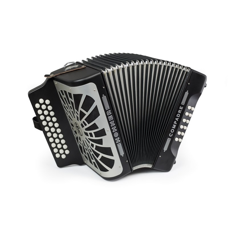 Acordeón De Botones Diatónico Hohner Compadre Adg Red Silver Grill