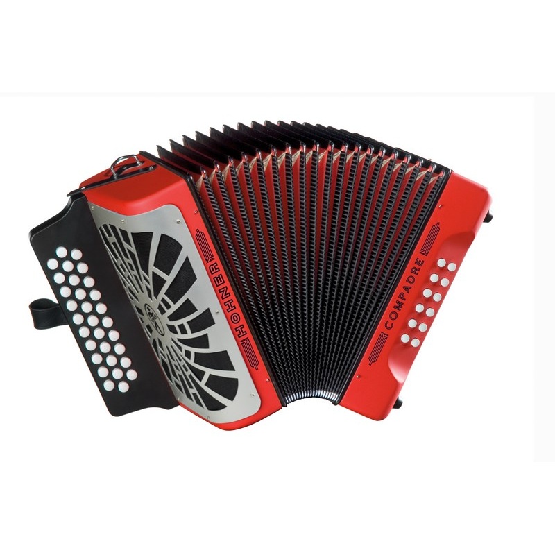 Acordeón De Botones Diatónico Hohner Gcf Red Silver Grill