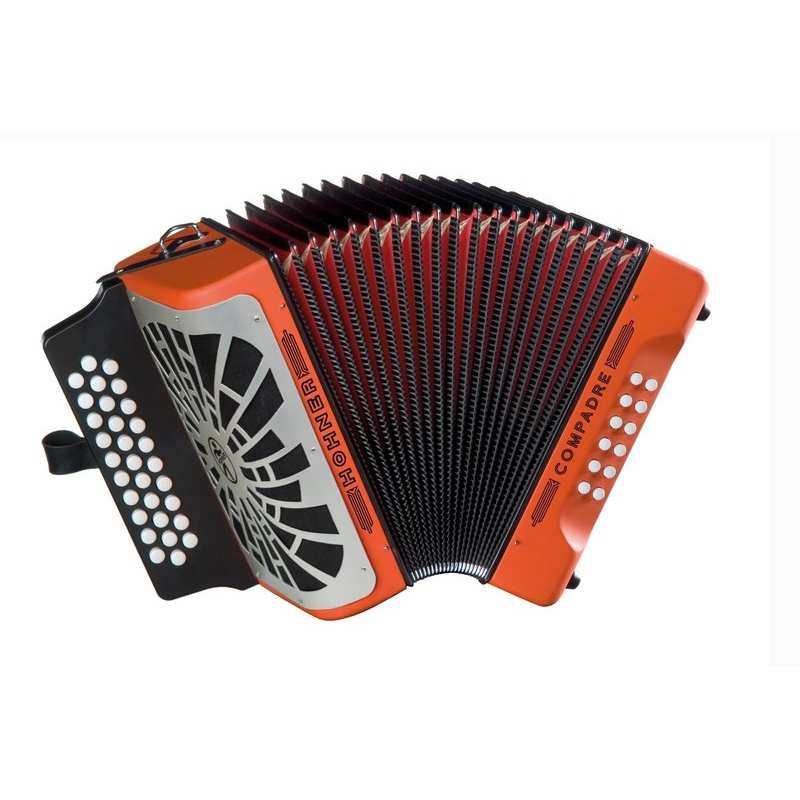 Acordeón De Botones Diatónico Hohner Compadre Gcf Naranja Silver Grill