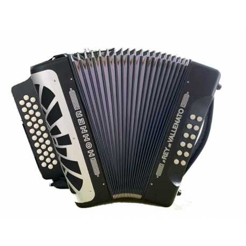 Acordeón De Botones Diatónico Hohner El Rey Del Vallenato Gcf Silver Grill Bk