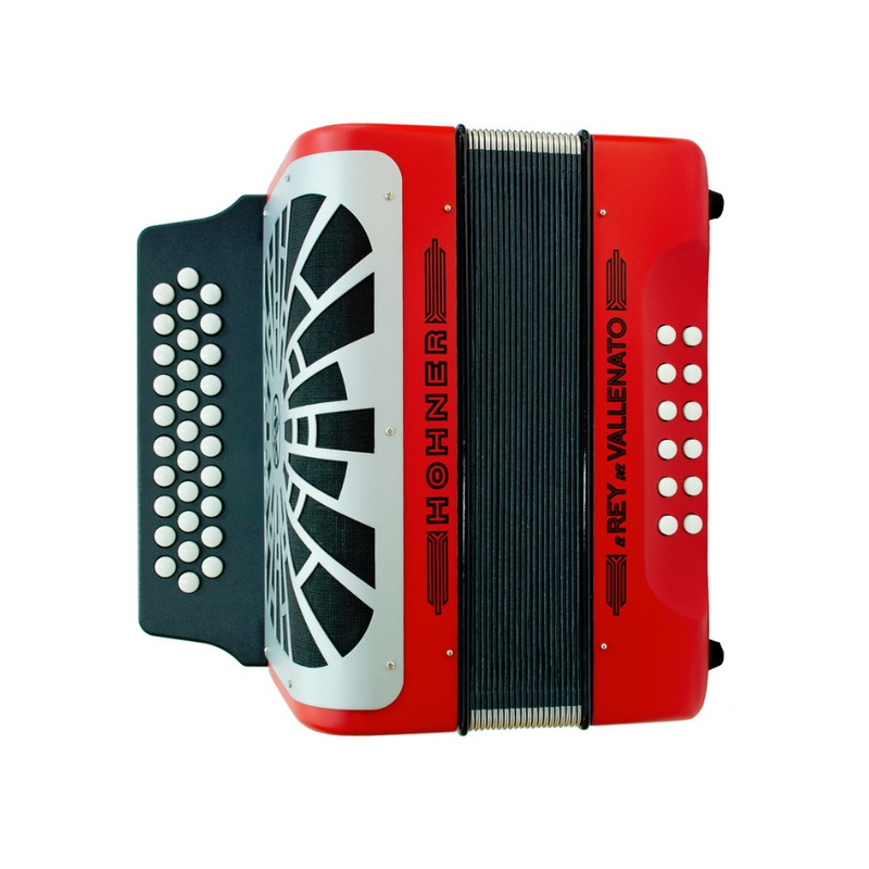 Acordeón De Botones Diatónico Hohner El Rey Del Vallenato Bbebab Rojo Silver Grill