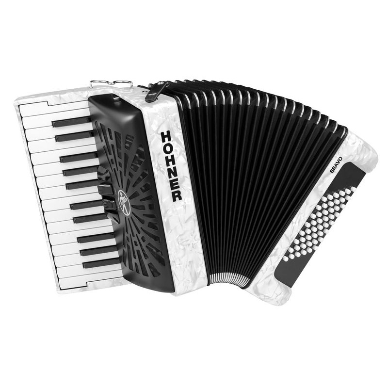 Acordeón De Piano Cromático Hohner Bravo Ii 48 A16512 Silentkey Wh