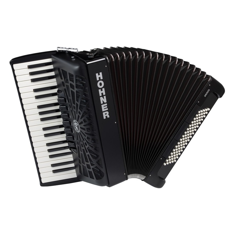 Acordeón De Piano Cromático Hohner Bravo Iii A16422 Silentkey Bk