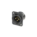 CONECTOR XLR CHASIS MASCULINO 3 PINES NEUTRIK NC3MDM3 DL BK